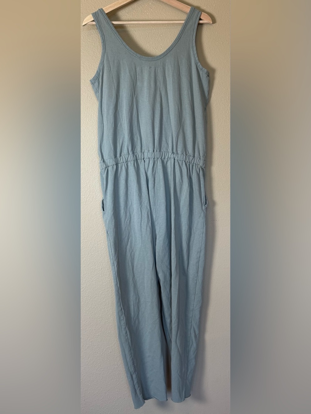 Frank & Eileen Green Tie Waist Cotton Tank Jumpsuit Size Medium - Picture 3 of 7